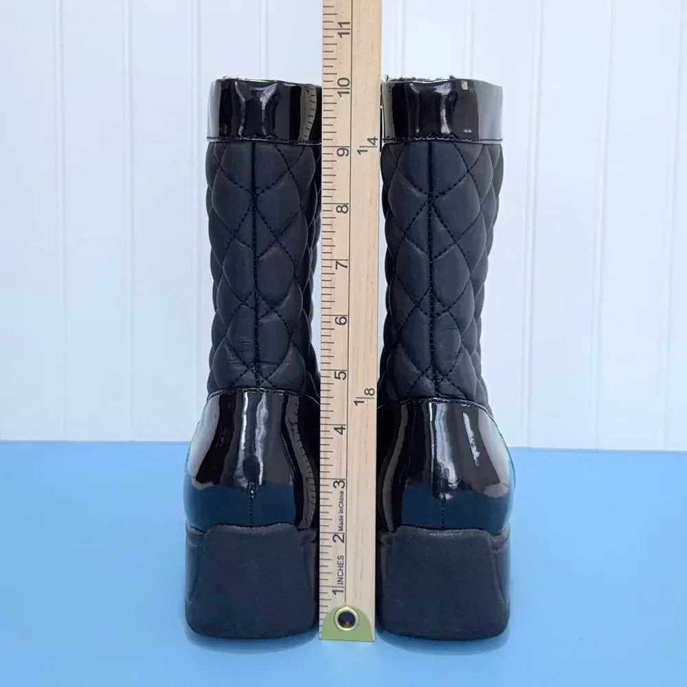 Bass Glacier Women's Black Quilted Calf Height Zipper Boots Size 9M